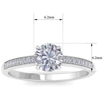 1 1/4 Carat Moissanite Engagement Ring In 14K White Gold