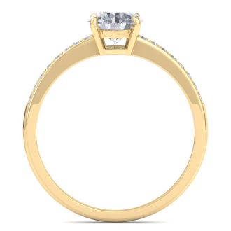 1 1/4 Carat Moissanite Engagement Ring In 14K Yellow Gold