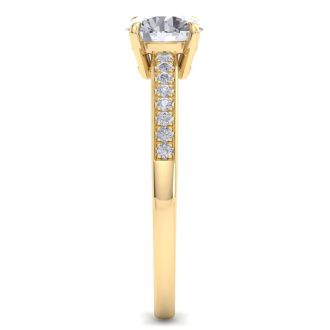 1 1/4 Carat Moissanite Engagement Ring In 14K Yellow Gold