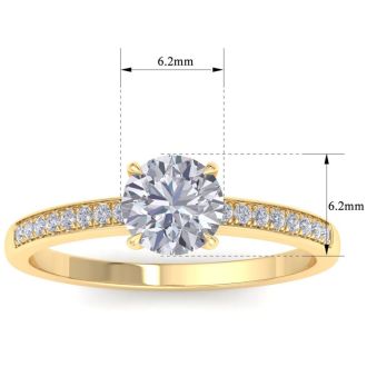 1 1/4 Carat Moissanite Engagement Ring In 14K Yellow Gold