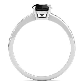 1 1/4 Carat Black Moissanite Engagement Ring In 14K White Gold