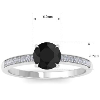 1 1/4 Carat Black Moissanite Engagement Ring In 14K White Gold