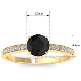 1 1/4 Carat Black Moissanite Engagement Ring In 14K Yellow Gold
