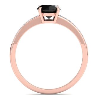 1 1/4 Carat Black Diamond Engagement Ring In 14K Rose Gold