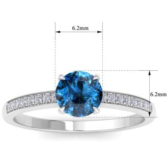 1 1/4 Carat Blue Diamond Engagement Ring In 14K White Gold