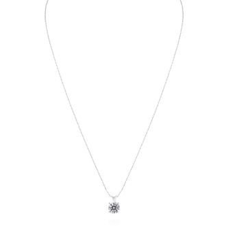 1 Carat Round Shape Lab Grown Diamond Solitaire Necklace In 14K White Gold