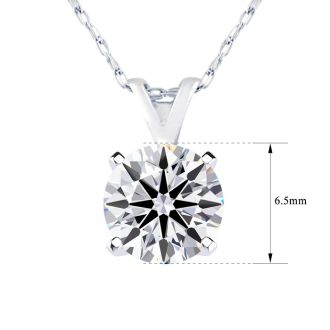 1 Carat Round Shape Lab Grown Diamond Solitaire Necklace In 14K White Gold