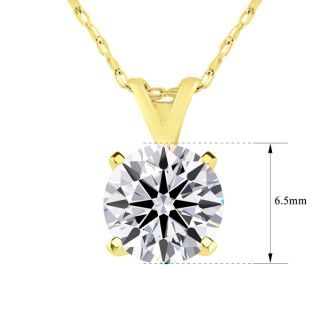 1 Carat Round Shape Lab Grown Diamond Solitaire Necklace In 14K Yellow Gold