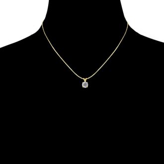 1 Carat Round Shape Lab Grown Diamond Solitaire Necklace In 14K Yellow Gold