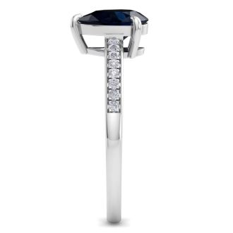 Sapphire Ring: 1 1/4 Carat Pear Shape Sapphire and Diamond Ring