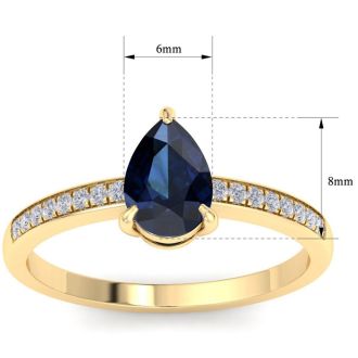 Sapphire Ring: 1 1/4 Carat Pear Shape Sapphire and Diamond Ring