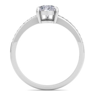 1 1/4 Carat Pear Shape Diamond Engagement Ring In 14K White Gold