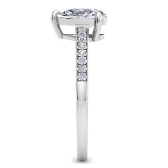 1 1/4 Carat Pear Shape Diamond Engagement Ring In 14K White Gold