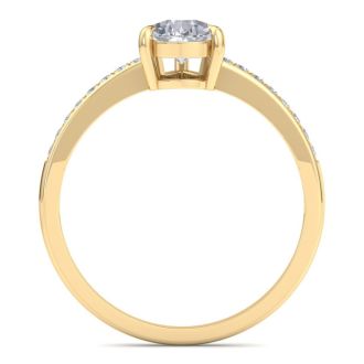 1 1/4 Carat Pear Shape Diamond Engagement Ring In 14K Yellow Gold