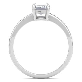 1 1/4 Carat Emerald Shape Diamond Engagement Ring In 14K White Gold