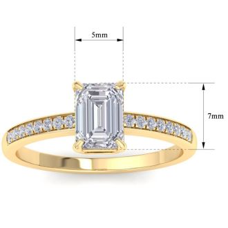 1 1/4 Carat Emerald Shape Diamond Engagement Ring In 14K Yellow Gold