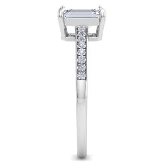 1 1/4 Carat Emerald Shape Diamond Engagement Ring In 14K White Gold