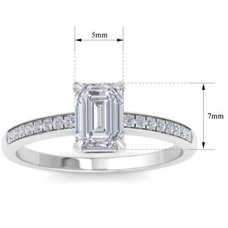 1 1/4 Carat Emerald Shape Diamond Engagement Ring In 14K White Gold
