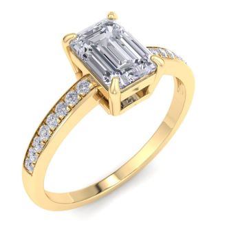 1 1/4 Carat Emerald Shape Diamond Engagement Ring In 14K Yellow Gold