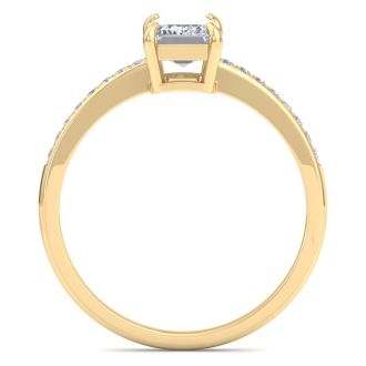 1 1/4 Carat Emerald Shape Diamond Engagement Ring In 14K Yellow Gold
