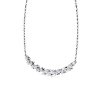 1/4 Carat Diamond Cluster Bar Necklace In 14 Karat White Gold, 18 Inches
