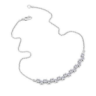 1/4 Carat Diamond Cluster Bar Necklace In 14 Karat White Gold, 18 Inches