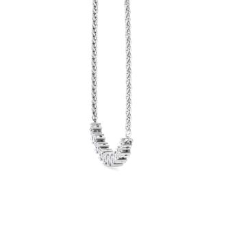 1/2 Carat Diamond Cluster Bar Necklace In 14 Karat White Gold, 18 Inches