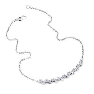 1/2 Carat Diamond Cluster Bar Necklace In 14 Karat White Gold, 18 Inches