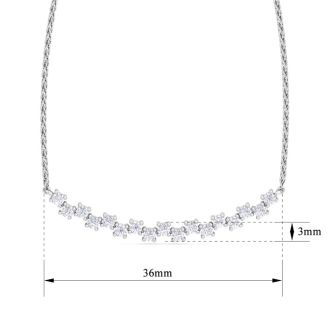 1/2 Carat Diamond Cluster Bar Necklace In 14 Karat White Gold, 18 Inches