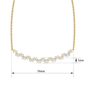1/2 Carat Diamond Cluster Bar Necklace In 14 Karat Yellow Gold, 18 Inches