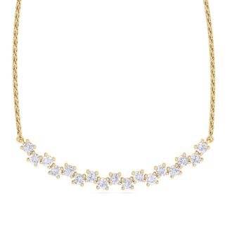 1 Carat Diamond Cluster Bar Necklace In 14 Karat Yellow Gold, 18 Inches