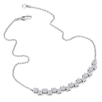 1 Carat Diamond Cluster Bar Necklace In 14 Karat White Gold, 18 Inches