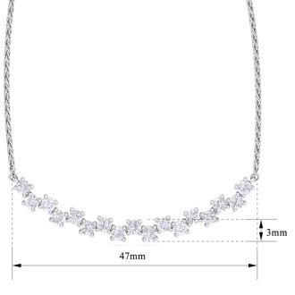 1 Carat Diamond Cluster Bar Necklace In 14 Karat White Gold, 18 Inches