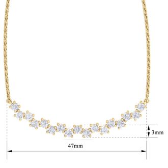 1 Carat Diamond Cluster Bar Necklace In 14 Karat Yellow Gold, 18 Inches