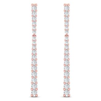 Diamond Drop Earrings: 1/2 Carat Lab Grown Diamond Bar Earrings In 14 Karat Rose Gold, 1 Inch