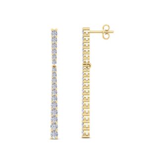 Diamond Drop Earrings: 1 Carat Lab Grown Diamond Bar Earrings In 14 Karat Yellow Gold, 1 1/2 Inches