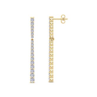 Diamond Drop Earrings: 1 Carat Lab Grown Diamond Bar Earrings In 14 Karat Yellow Gold, 1 1/2 Inches