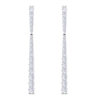 Diamond Drop Earrings: 2 Carat Lab Grown Diamond Bar Earrings In 14 Karat White Gold, 2 Inches