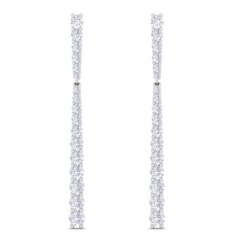 Diamond Drop Earrings: 2 Carat Lab Grown Diamond Bar Earrings In 14 Karat White Gold, 2 Inches