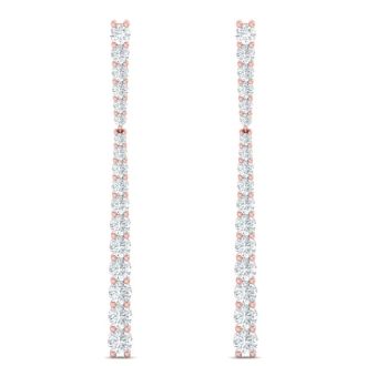 Diamond Drop Earrings: 2 Carat Lab Grown Diamond Bar Earrings In 14 Karat Rose Gold, 2 Inches