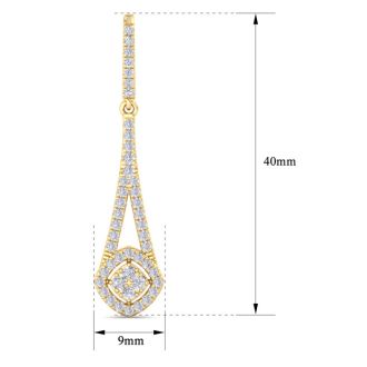 Diamond Drop Earrings: 1 Carat Diamond Chandelier Earrings In 14 Karat Yellow Gold, 1 1/2 Inches