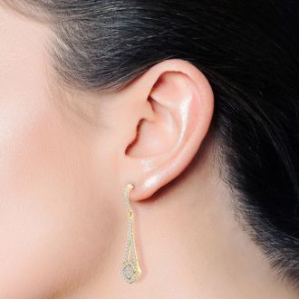 Diamond Drop Earrings: 1 Carat Diamond Chandelier Earrings In 14 Karat Yellow Gold, 1 1/2 Inches