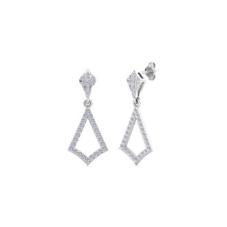 Diamond Drop Earrings: 1/2 Carat Diamond Chandelier Earrings In 14 Karat White Gold, 1 Inch