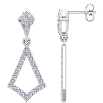 Diamond Drop Earrings: 1/2 Carat Diamond Chandelier Earrings In 14 Karat White Gold, 1 Inch