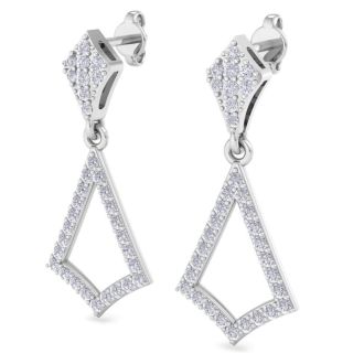 Diamond Drop Earrings: 1/2 Carat Diamond Chandelier Earrings In 14 Karat White Gold, 1 Inch