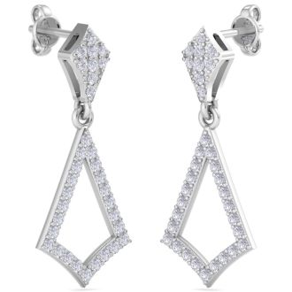 Diamond Drop Earrings: 1/2 Carat Diamond Chandelier Earrings In 14 Karat White Gold, 1 Inch