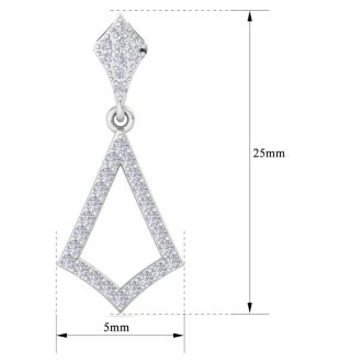 Diamond Drop Earrings: 1/2 Carat Diamond Chandelier Earrings In 14 Karat White Gold, 1 Inch