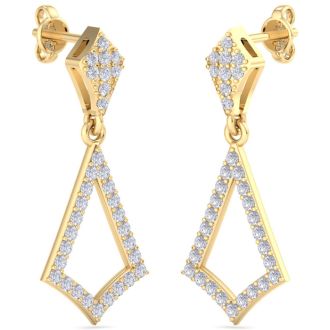 Diamond Drop Earrings: 1/2 Carat Diamond Chandelier Earrings In 14 Karat Yellow Gold, 1 Inch