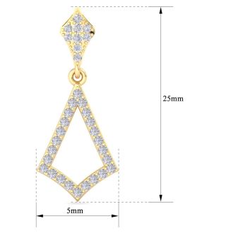 Diamond Drop Earrings: 1/2 Carat Diamond Chandelier Earrings In 14 Karat Yellow Gold, 1 Inch