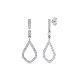 Diamond Drop Earrings: 1/2 Carat Diamond Chandelier Earrings In 14 Karat White Gold, 1 1/4 Inches